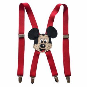 Vintage Disney Mickey Mouse Red Elastic Suspenders